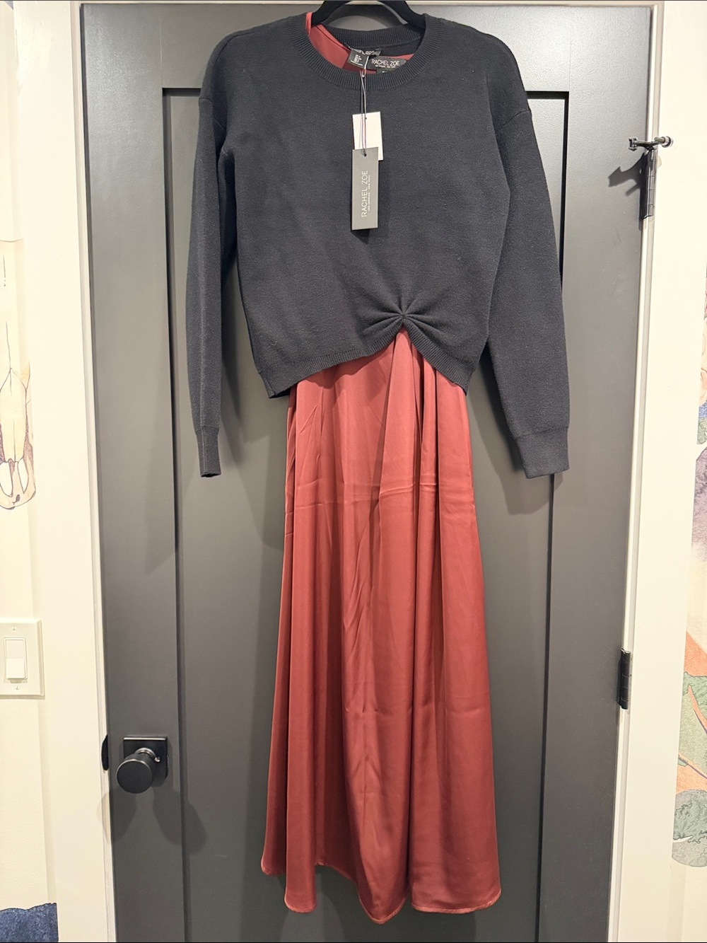 Women's Rust Satin Maxi Skirt by Rachel Zoe